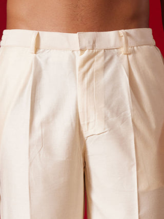SHRESTHA BY VASTRAMAY Men's Cream Viscose Pant Style Pyjama Set