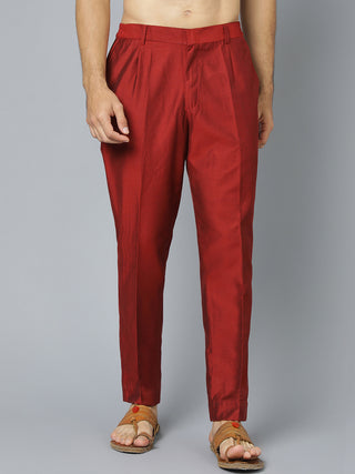 SHRESTHA BY VASTRAMAY Men's Maroon Viscose Pant Style Pyjama Set