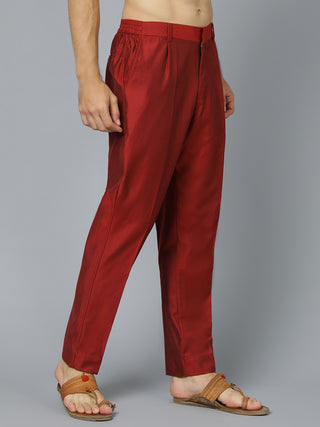 SHRESTHA BY VASTRAMAY Men's Maroon Viscose Pant Style Pyjama Set