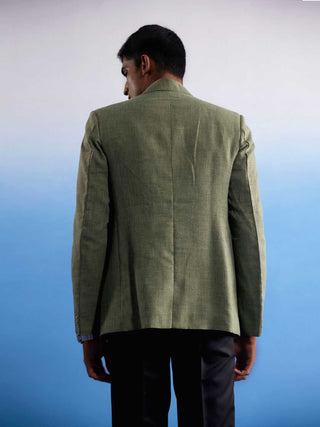 SHVAAS By VASTRAMAY Men's Green Jute Cotton Blazer