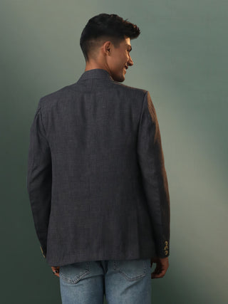 SHVAAS By VASTRAMAY Men's Black Checked Cotton Blend Blazer