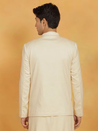 Shvaas By Vastramay Men's Cream Cotton Linen Jodhpuri