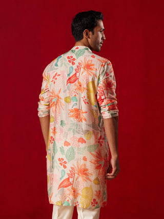 SHVAAS By VASTRAMAY Men's Multicolor cotton Printed Kurta
