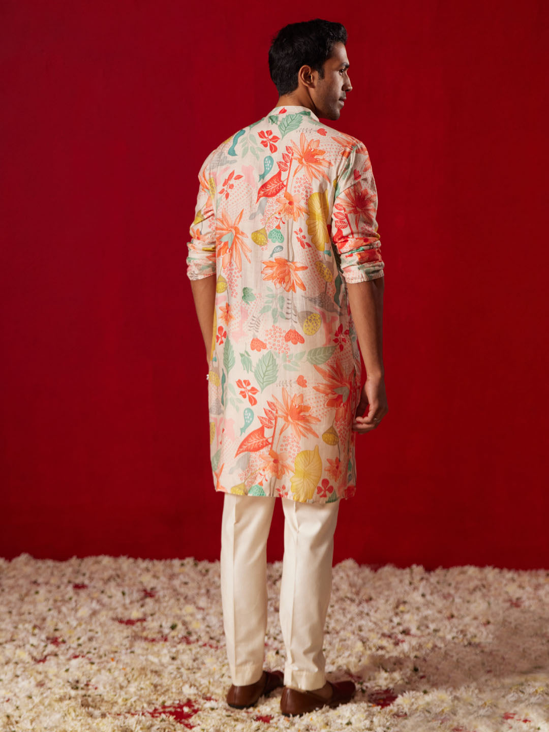 Men's Multicolor Cotton Printed Kurta Pant Set