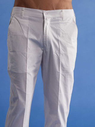SHVAAS By VASTRAMAY Men's Aqua Blue Hakooba Cotton Kurta With White Pant