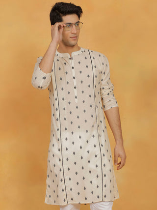 VASTRAMAY Men's Cream Cotton Kurta