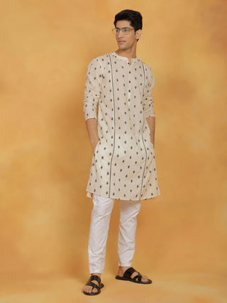 VASTRAMAY Men's Cream Cotton Kurta