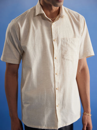 SHVAAS BY VASTRAMAY Men's Cream Cotton Shirt