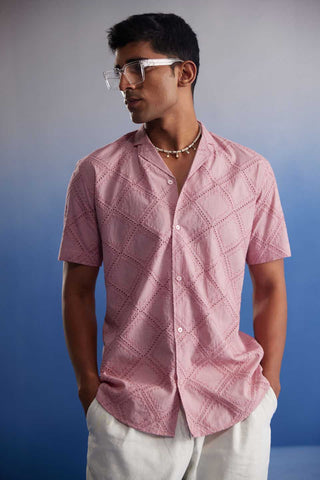 SHVAAS BY VASTRAMAY Men's Pink Hakooba Shirt