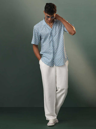 Vastramay Men's Grey Floral Print Cotton Shirt