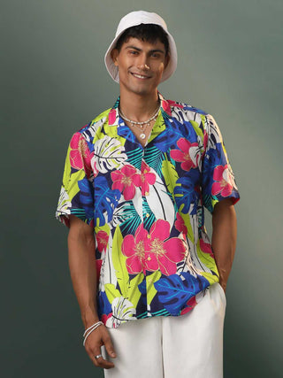 SHVAAS By VASTRAMAY Men's Multi Color printed Cotton Blend Shirt