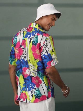 SHVAAS By VASTRAMAY Men's Multi Color printed Cotton Blend Shirt