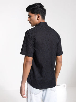 Shvaas By Vastramay Men's Black Cotton Ethnic Shirt