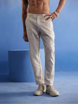 SHVAAS BY VASTRAMAY Men's Cream Cotton Pant Style Pyjama