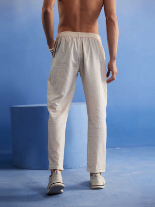 SHVAAS BY VASTRAMAY Men's Cream Cotton Pant Style Pyjama