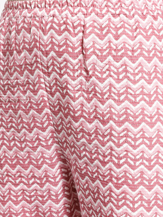 VASTRAMAY Women's Pink Printed Cotton Kantha Kurta Pant Set