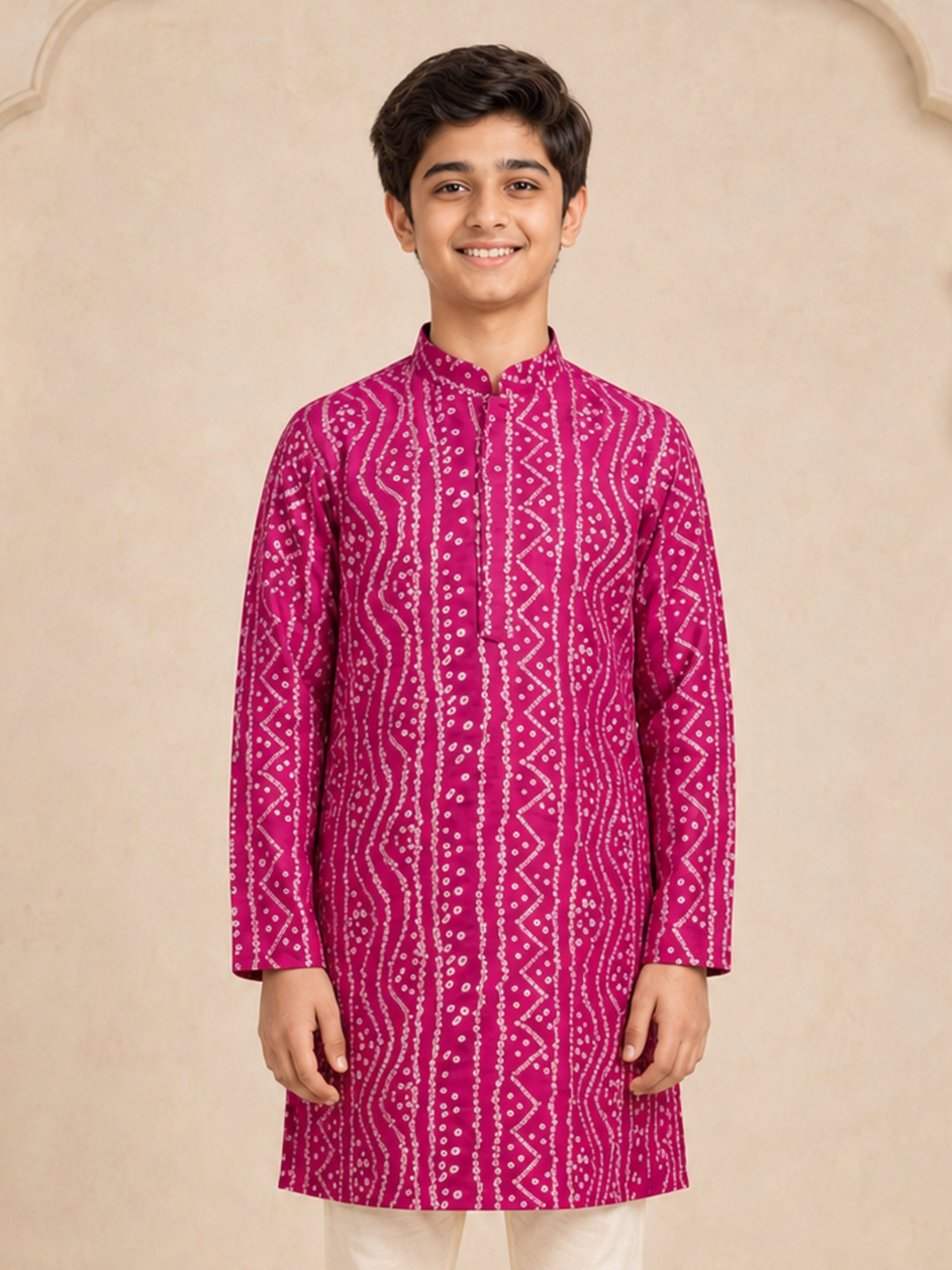 Boy Fuchsia Rayon Kurta Festive, Festive Glitz, Indated Traditions, Summer / Casual, All regions Ethnic Wear