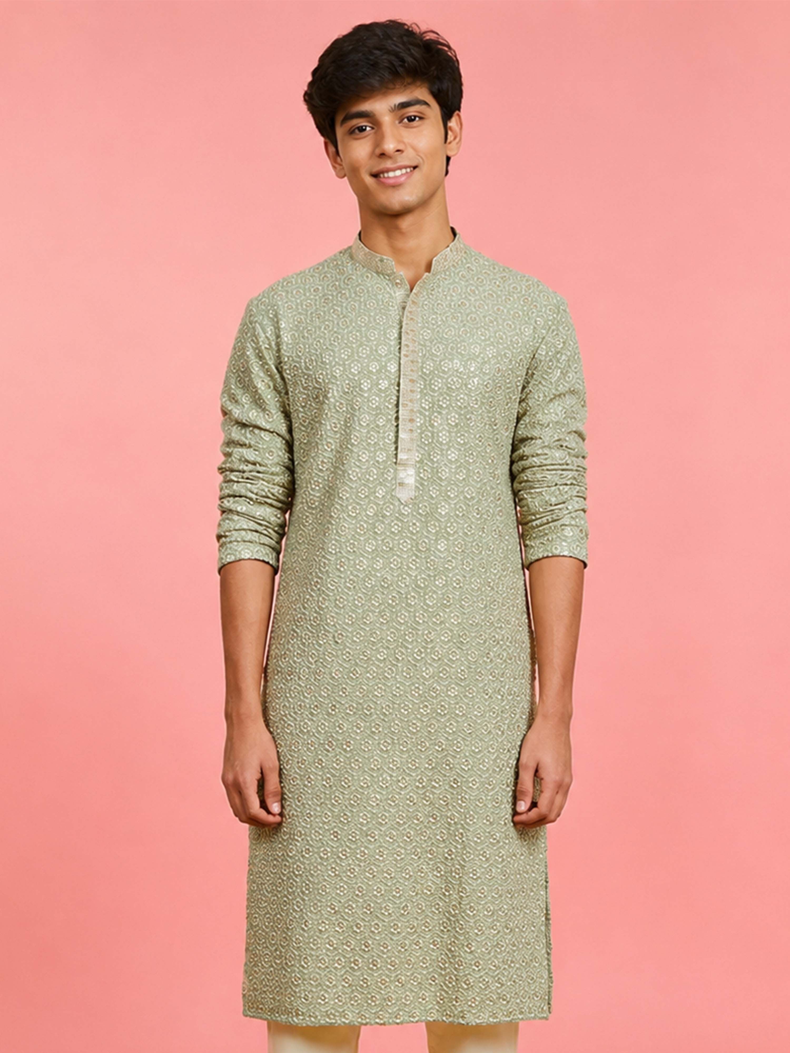 Boy Light Green Rayon Kurta Festive, Festive Glitz, Indated Traditions, Summer / Casual, All regions Ethnic Wear