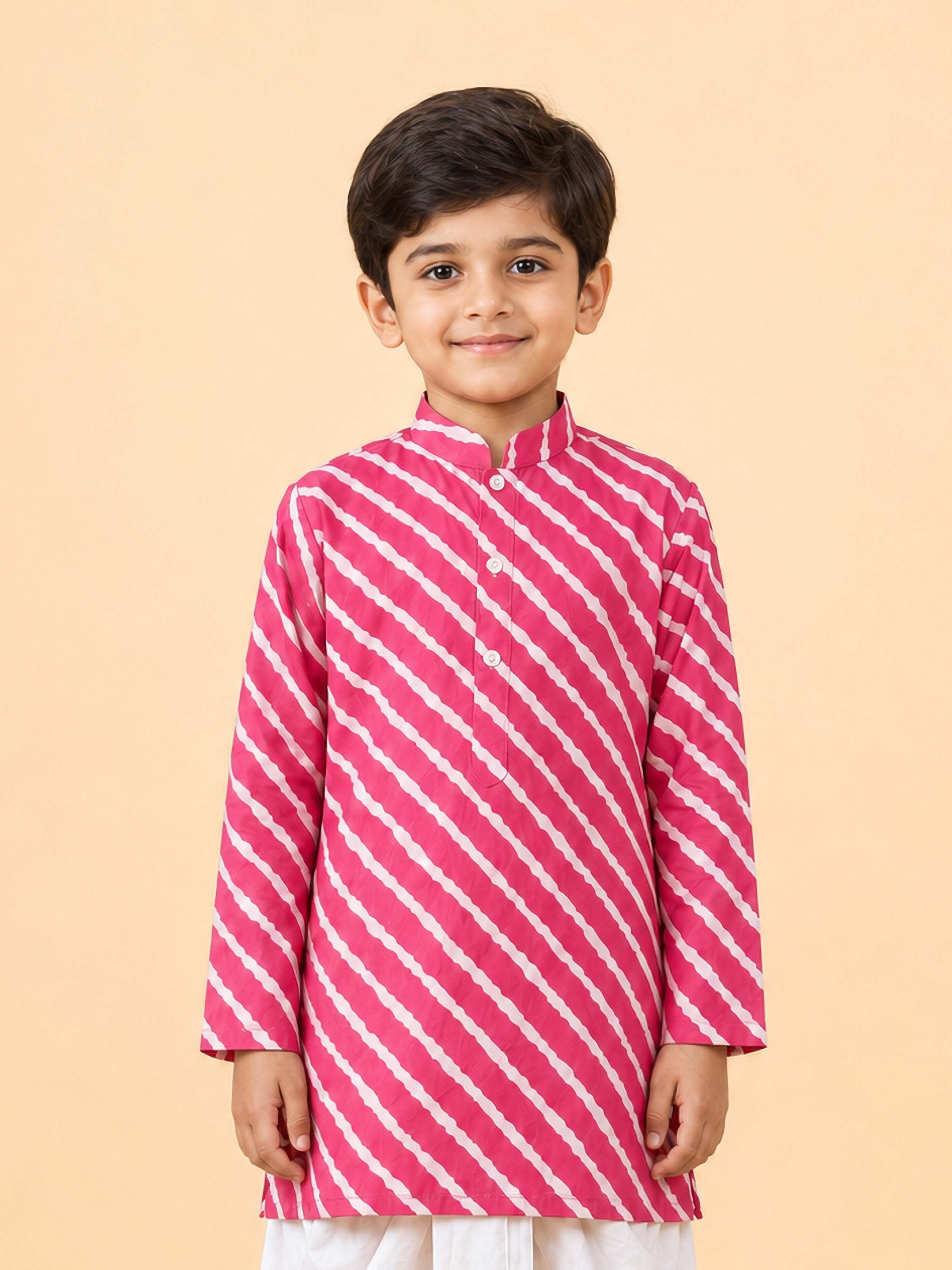 Boy Pink Cotton Kurta Festive, Festive Glitz, Indated Traditions, Summer / Casual, All regions Ethnic Wear