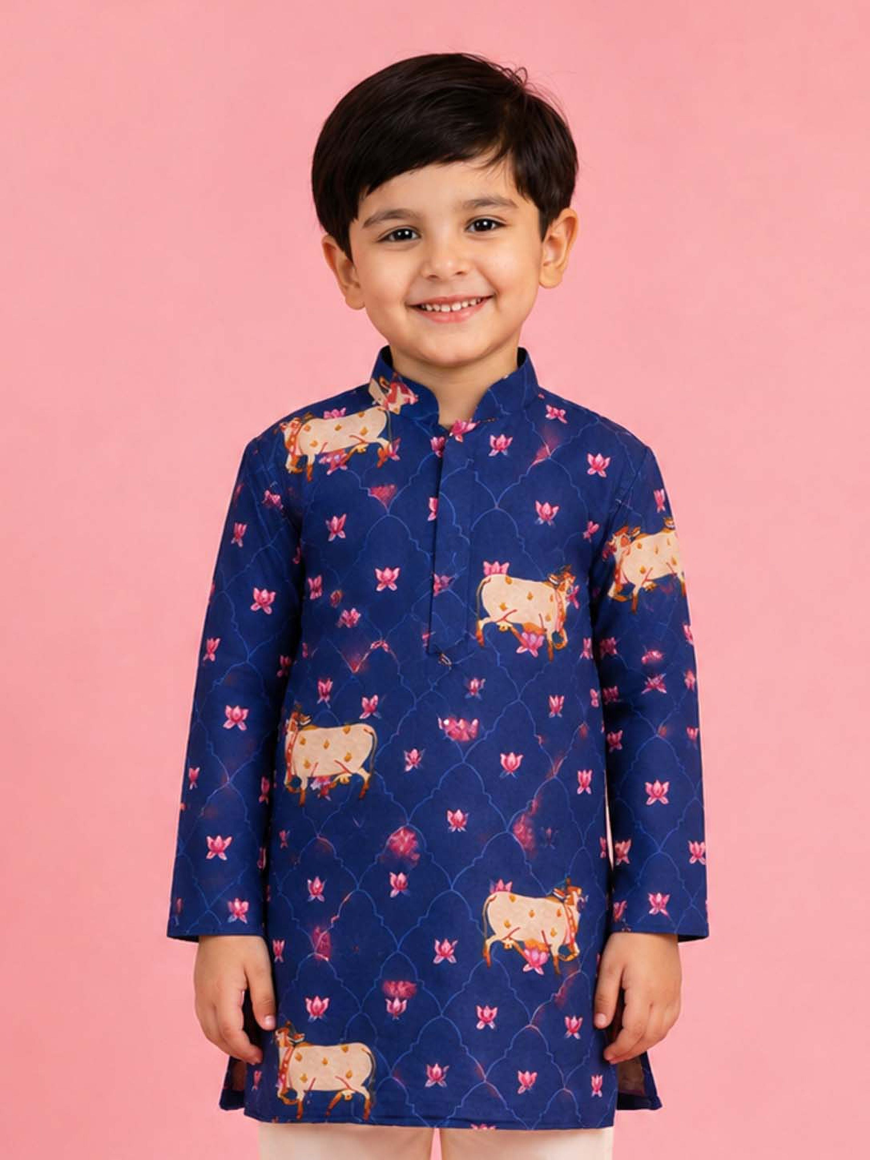 Boy Blue Rayon Kurta Festive, Festive Glitz, Indated Traditions, Summer / Casual, All regions Ethnic Wear