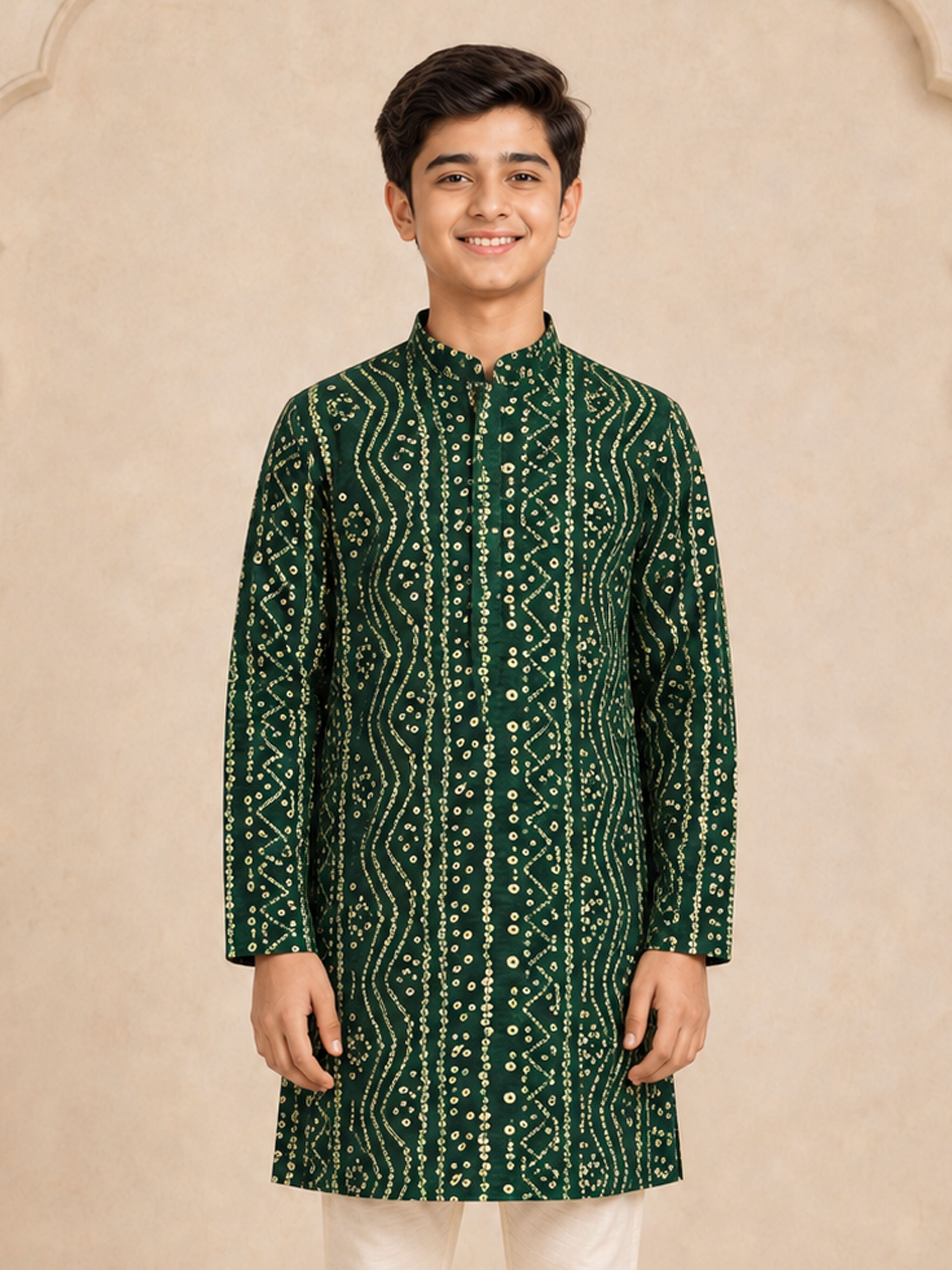 Boy Dark Green Rayon Kurta Festive, Festive Glitz, Indated Traditions, Summer / Casual, All regions Ethnic Wear