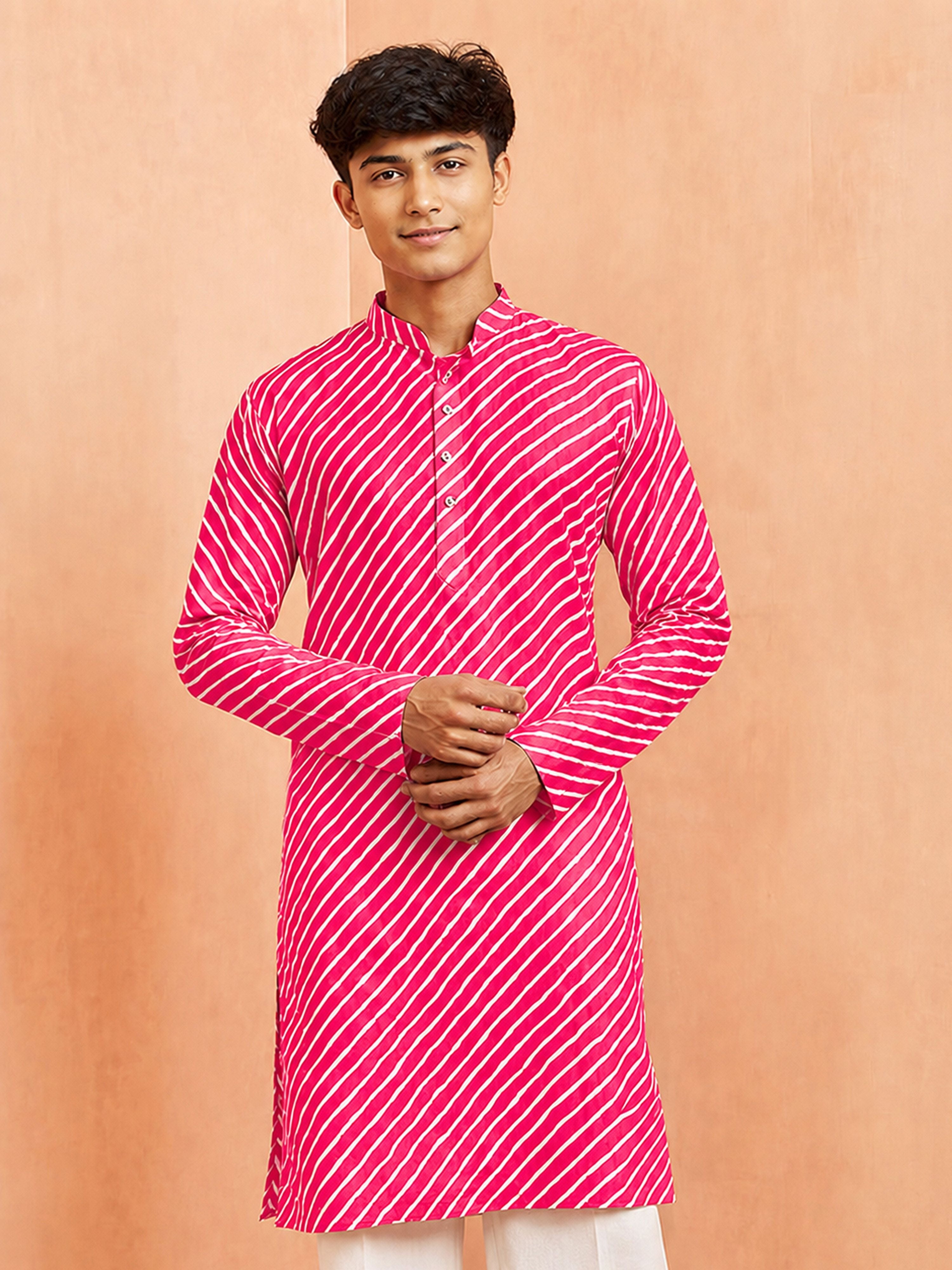 Boy Pink Cotton Kurta Festive, Festive Glitz, Indated Traditions, Summer / Casual, All regions Ethnic Wear