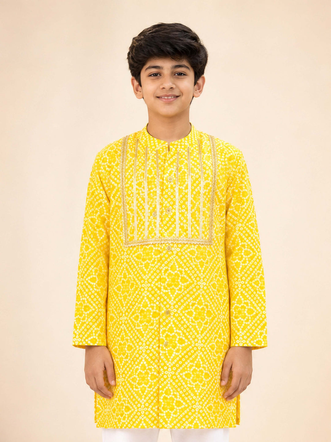 Boy Yellow Cotton Kurta Festive, Festive Glitz, Indated Traditions, Summer / Casual, All regions Ethnic Wear