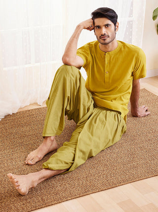 VASTRAMAY Men's Mustard Cotton Dhoti