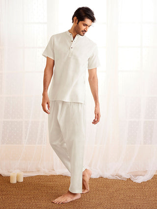 VASTRAMAY Men's White Cotton Pyjama