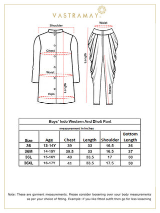 VASTRAMAY Boys Green Indo Western Jacquard Sherwani and Dhoti Pant Set