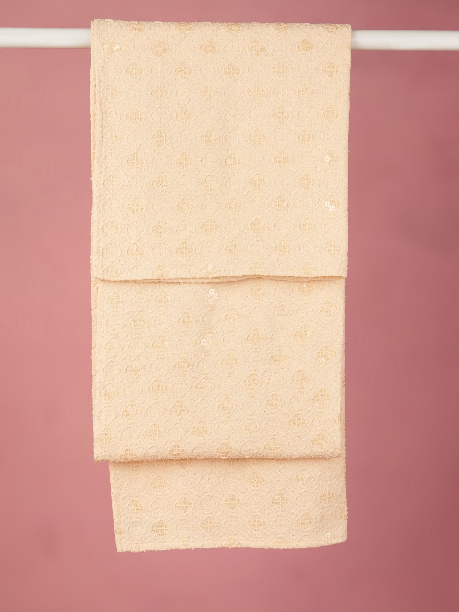 vastramayMen Peach Silk Blend Embroidered Dupatta