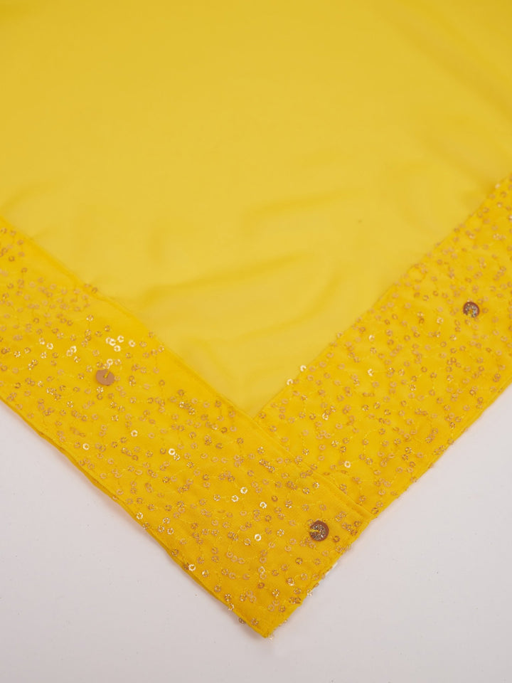 vastramayMen Yellow Georgette Sequin Embroidered Dupatta