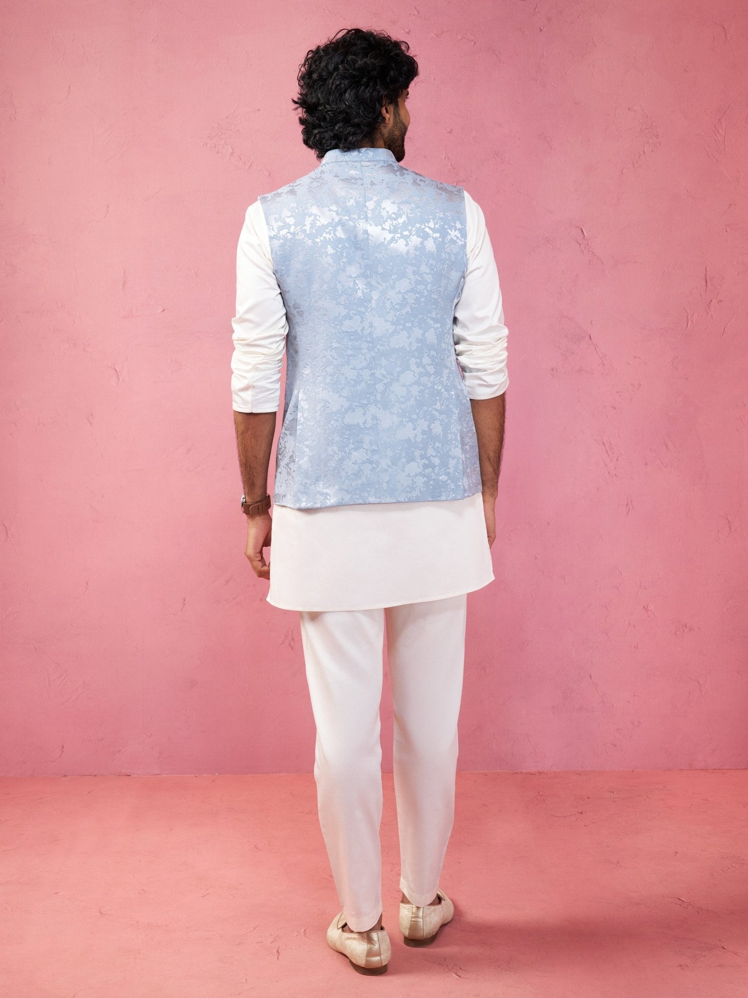 vastramayMen's Grey Nehru Jacket Set