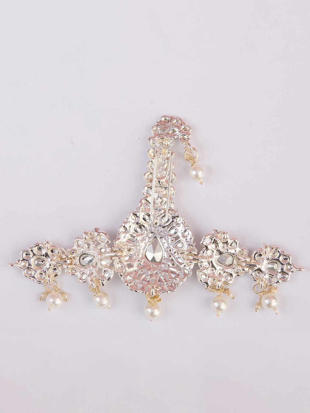 vastramayMen's Red & Silver Kundan Polki Kalangi