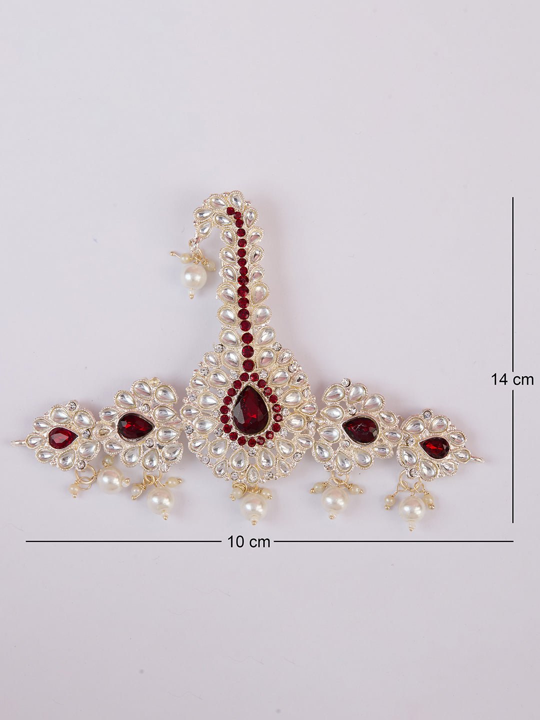 vastramayMen's Red & Silver Kundan Polki Kalangi