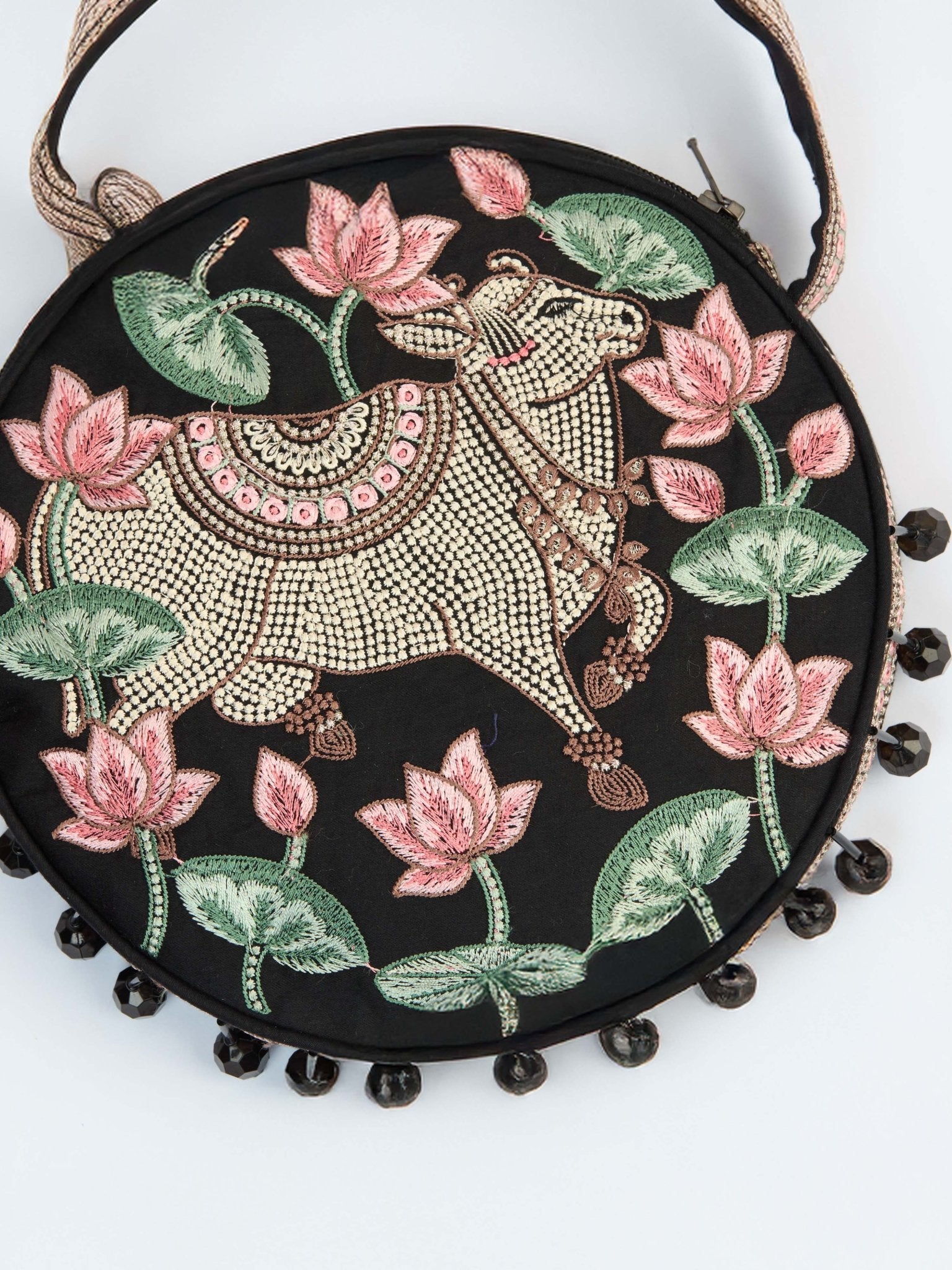 vastramayWomen's Black Handcrafted Potli Clutch