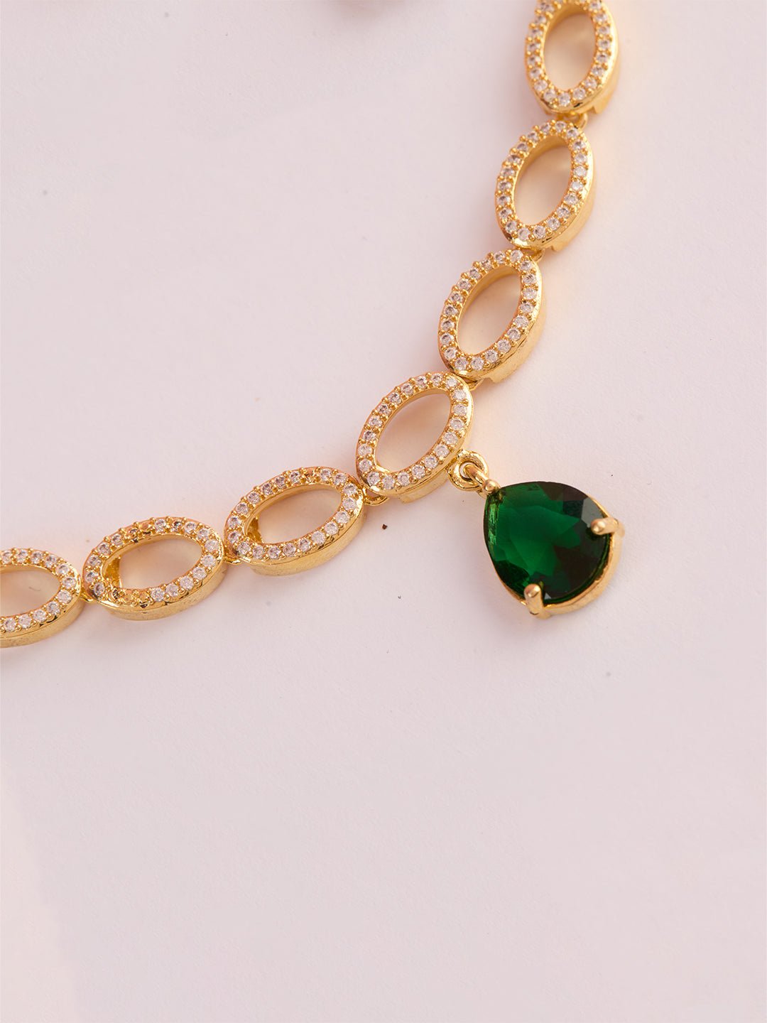 vastramayWomen's Gold & Green Rhodium Plated Necklace
