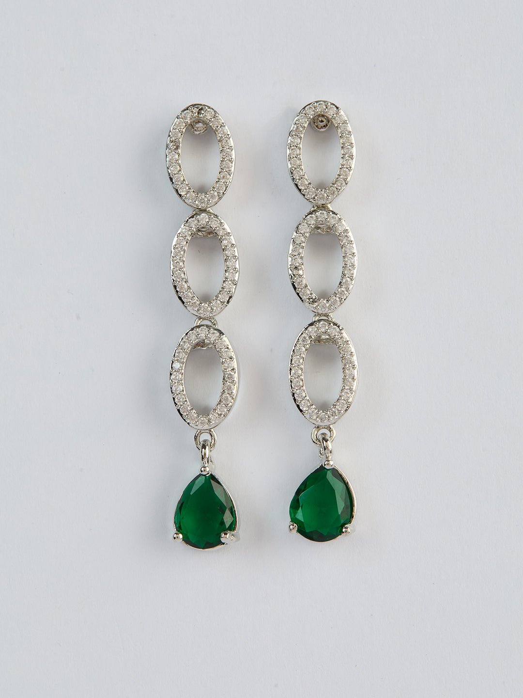 vastramayWomen's Silver & Green Rhodium Plated Necklace