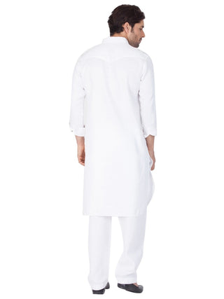 Vastramay Men and Boys White Cotton Pathani Khan Suit Set