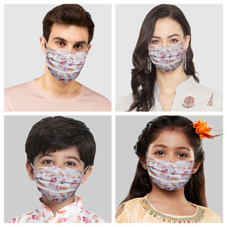 Vastramay Unisex 2 -Ply Floral Printed Reusable Anti-Pollution Comfortable Half Face, Ear Loop Cotton Welness Mask