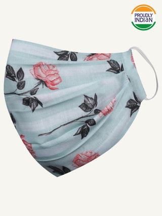 Vastramay Unisex 2 -Ply Floral Printed Reusable Anti-Pollution Comfortable Half Face, Ear Loop Cotton Welness Mask