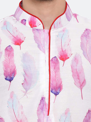 Vastramay Cotton Blend Multicolor-Base-White Baap Beta Kurta Pyjama Set