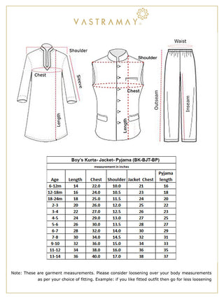 JBN CREATION Boy's Beige Nehru Jacket With Cream Kurta And Pyjama Set