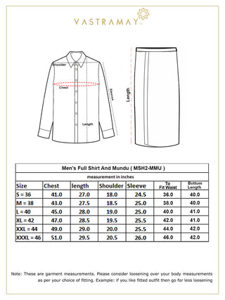 VASTRAMAY Men's Gray Ikkat Print Shirt And Mundu Set