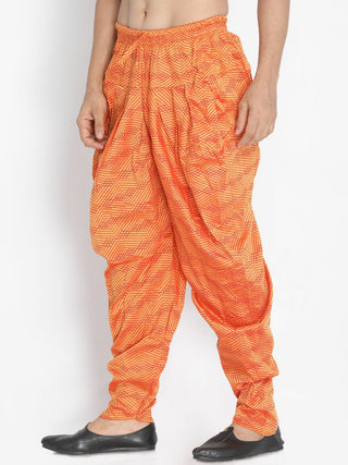 VASTRAMAY Men's Orange Cotton Blend Dhoti