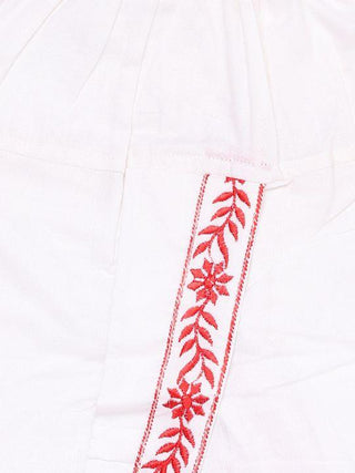 JBN CREATION Boy's White Embroidered Cotton Kurta and Dhoti Set