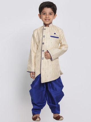 Blue Cotton Silk Blend Kurta and Dhoti Pant Set