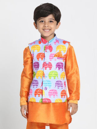 Boys' Purple Cotton Silk Blend Nehru Jacket
