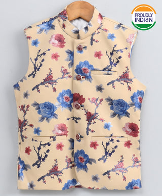 JBN Creation Boys' Imported Fabric Floral Print Ethnic Jacket