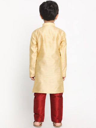 JBN Creation Boy's Gold-Toned Kurta with Pyjama Set